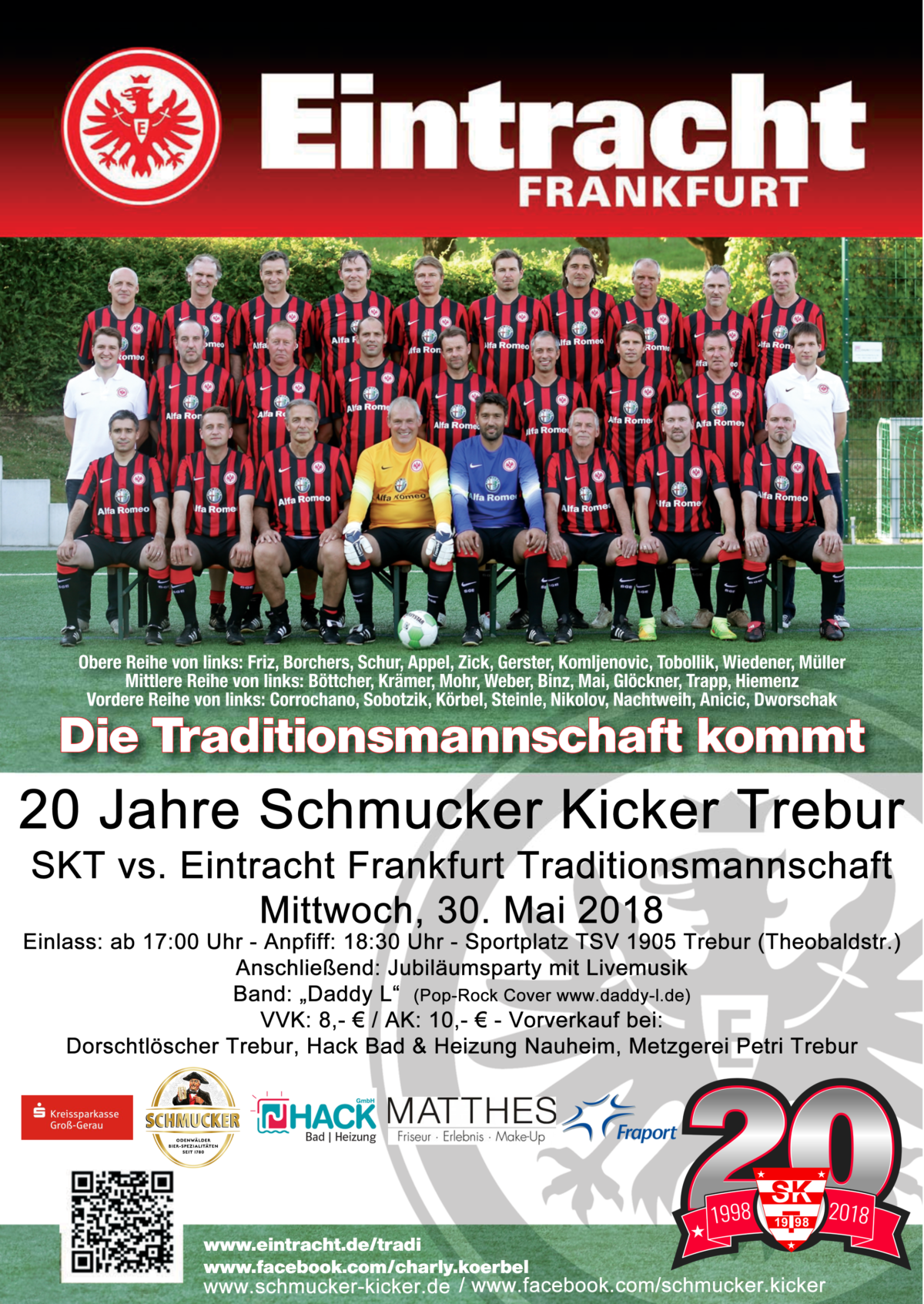 Eintracht Frankfurt Traditionsmannschaft gegen Schmucker Kicker Trebur 30. Mai 2018